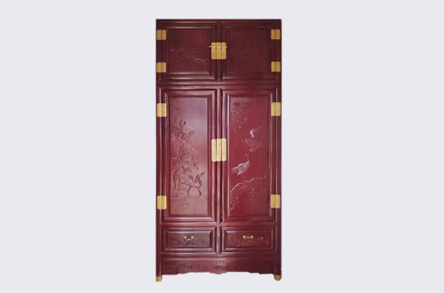 资阳高端中式家居装修深红色纯实木衣柜